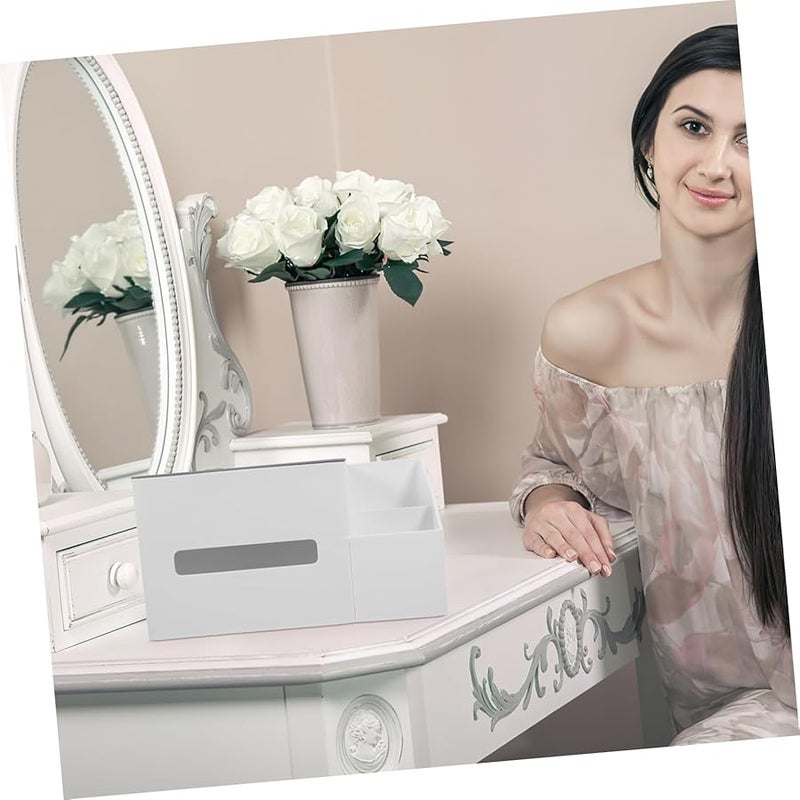 صندوق تخزين المناديل الحديث الصديق للبيئة لغرفة المعيشة باللون الأبيض - Image 3